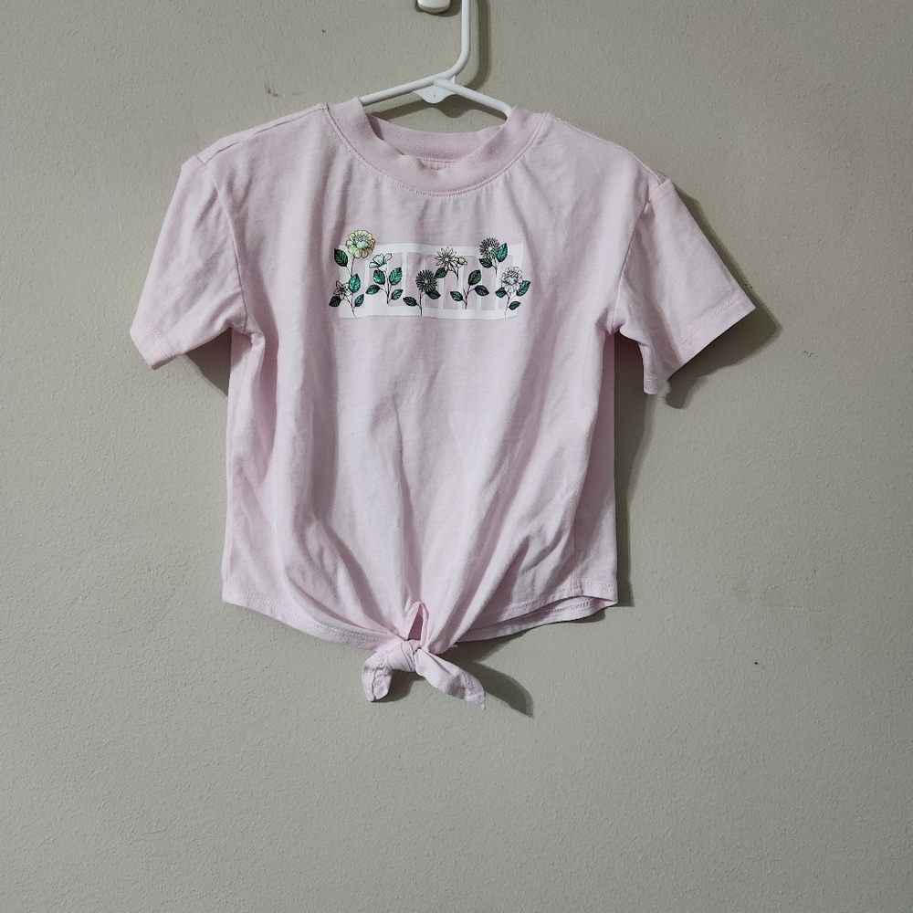 Puma Pink Short Sleeve Tee with Front Knot Size 3T Girls